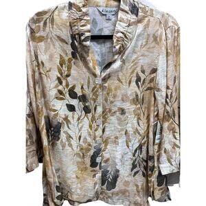 NEW A LA CARTE women's shimmer print collar shirt in beige